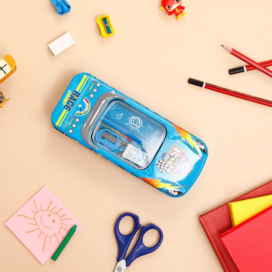 Blue Race Car Pencil Box