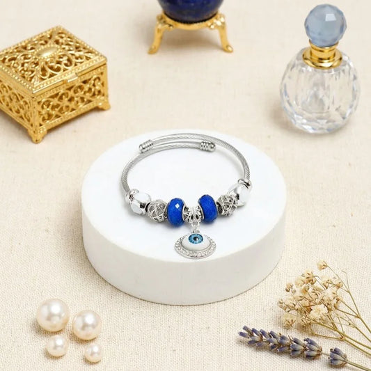 Protective Evil Eye Charms Silver Bracelet