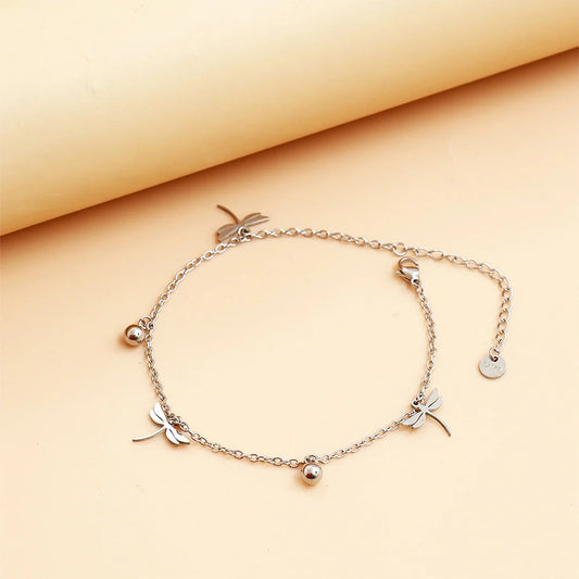 Dragonfly Silver Charm Anklet