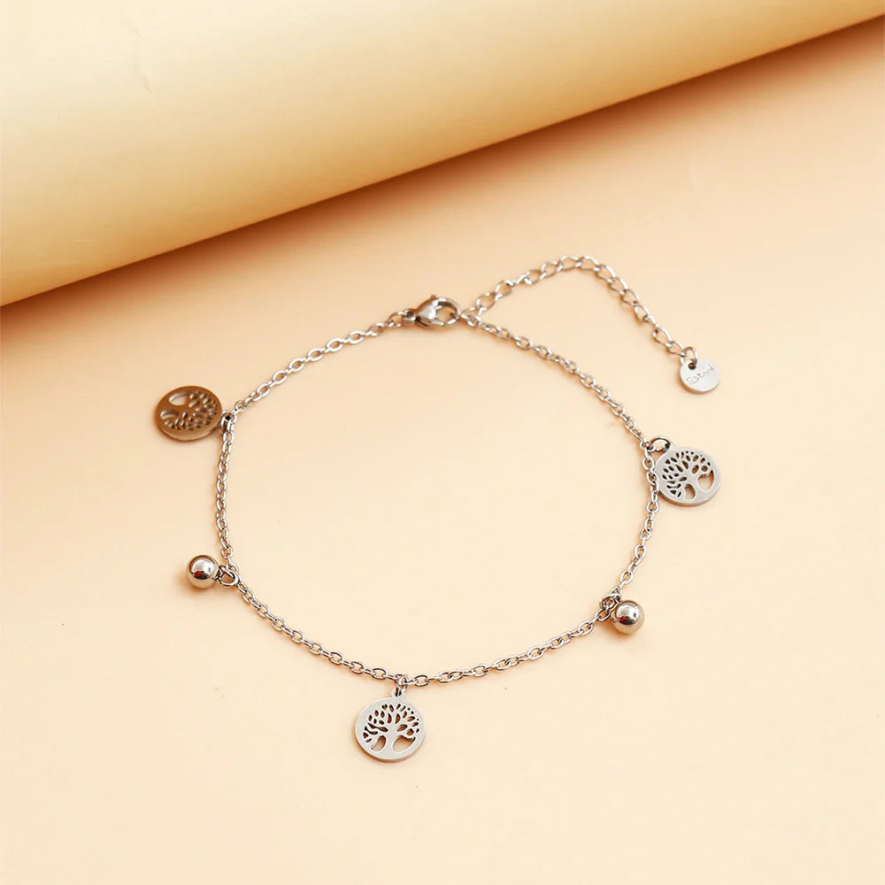 Old Tree Silver Charm Anklet