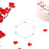 Hearts Silver Charm Anklet