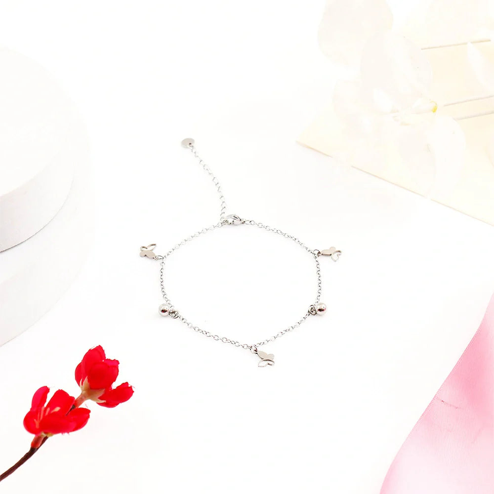 Silver Butterfly Charm Anklet