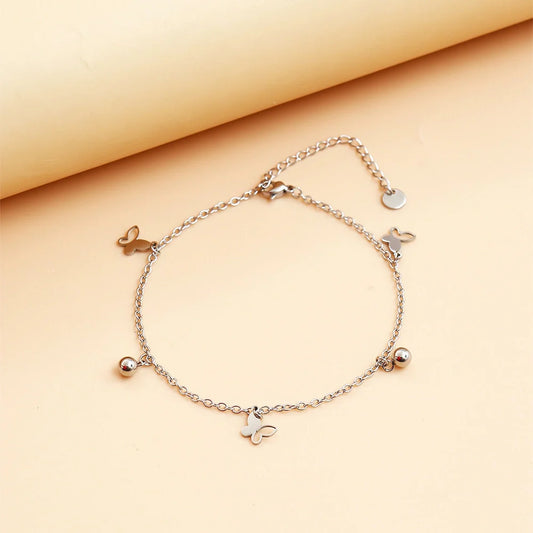 Silver Butterfly Charm Anklet