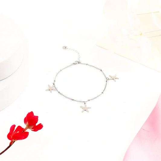 Starfish Silver Charm Anklet