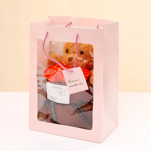 Orange Rose & Teddy Bear Bouquet