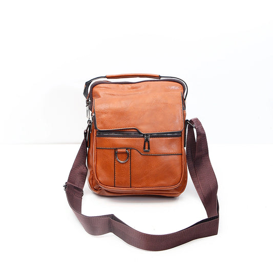 Tan Brown Leather Crossbody Sling Bag
