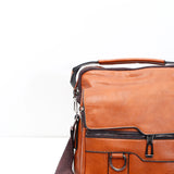Tan Brown Leather Crossbody Sling Bag