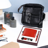 Black Leather Sling Bag With Brown Wallet Set And Archies 01 Men Perfume
