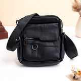 Black Leather Sling Bag With Blue Wallet Set