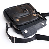 Black Leather Sling Bag With Blue Wallet Set