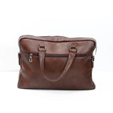 Dark Brown Leather Buckle Laptop Bag