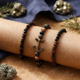 Beaded Anchor Black Multilayer Leather Bracelet