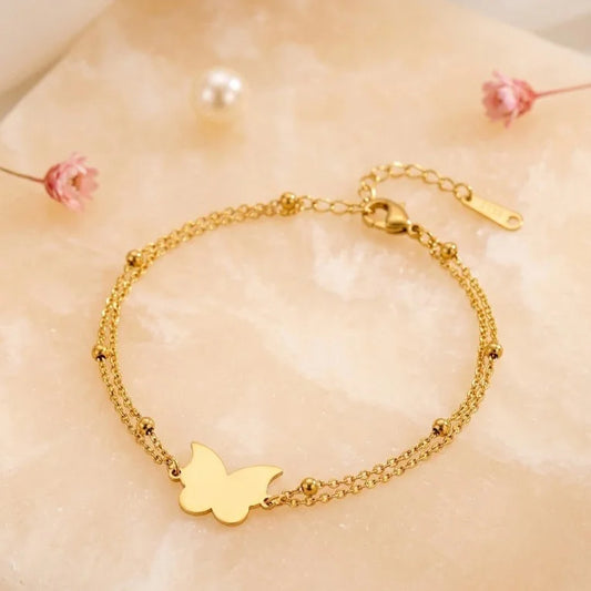 Butterfly Accent Golden Bracelet