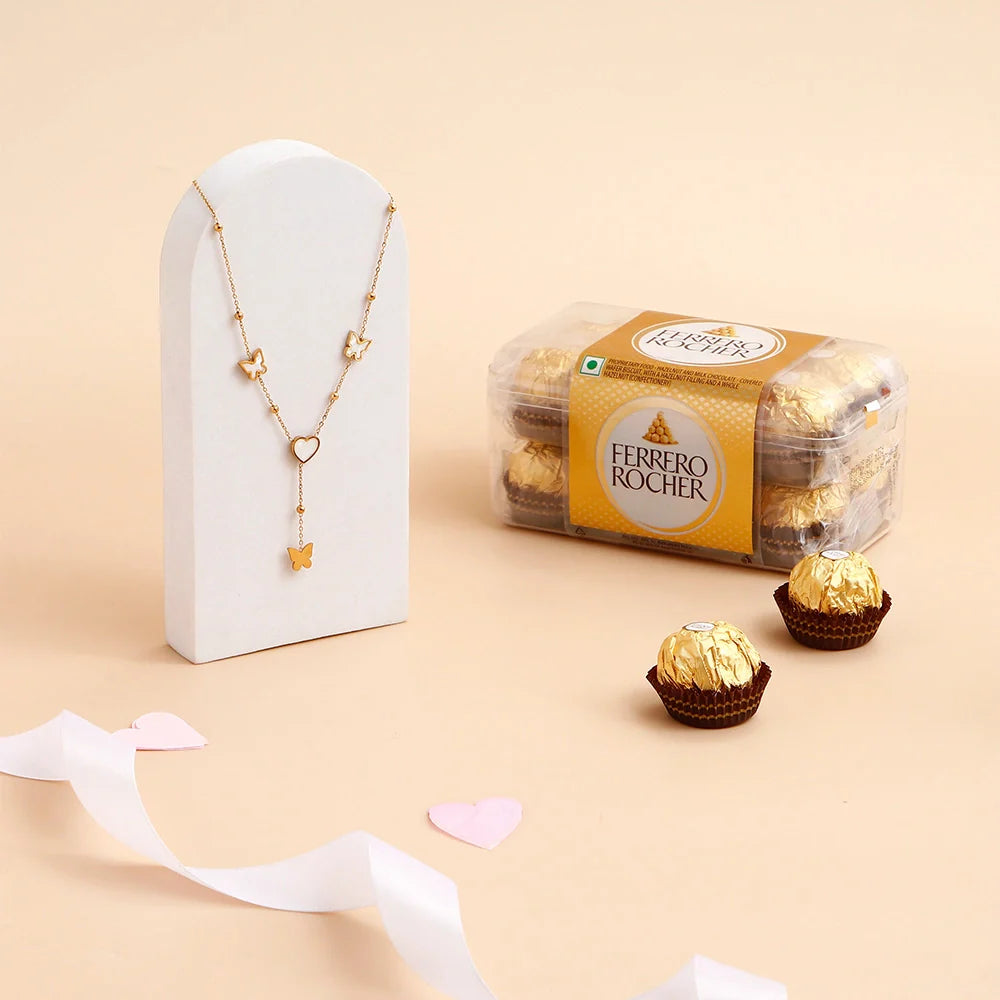 Beloved Muse Golden Chain Pendant With Ferrero Rocher