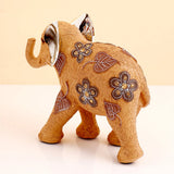 Medium Floral Elephant with Silver Ears Showpiece