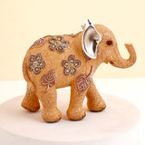 Large Floral Elephant with Gold Gems & Silver Ears Showpiece