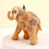 Large Floral Elephant with Gold Gems & Silver Ears Showpiece