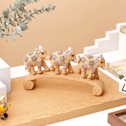 Triple Elephant Arch Figurine  Showpiece