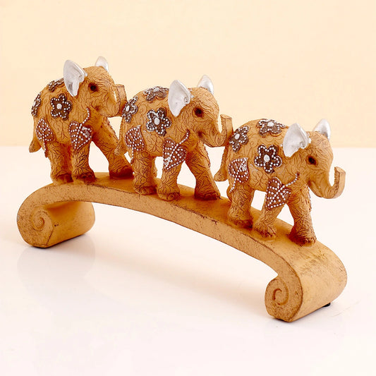 Triple Elephant Arch Figurine  Showpiece