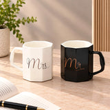 Set of 2 Mr & Mrs Faceted Ceramic Mugs