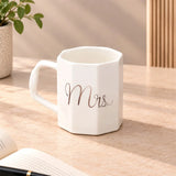 Set of 2 Mr & Mrs Faceted Ceramic Mugs