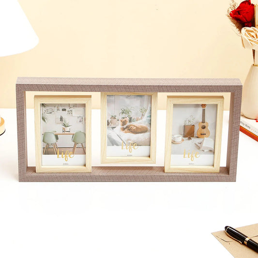 Triple Space Wooden Photo Frame
