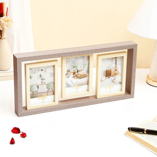 Triple Space Wooden Photo Frame