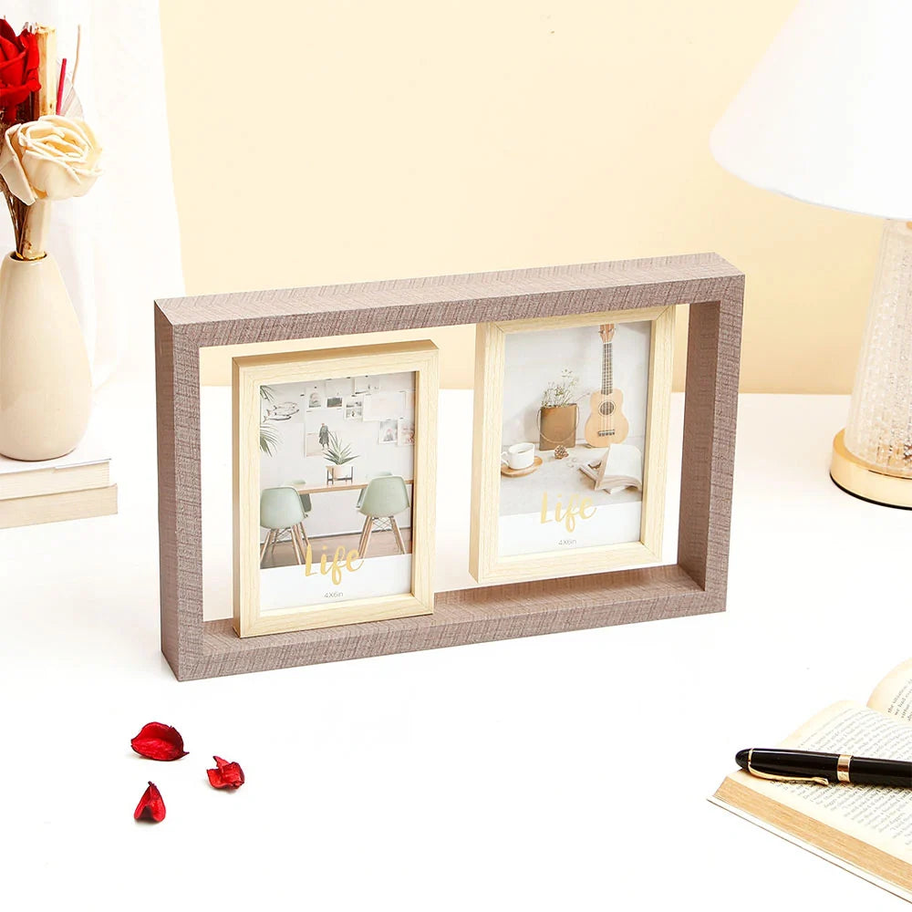 Dual Space Wooden Photo Frame