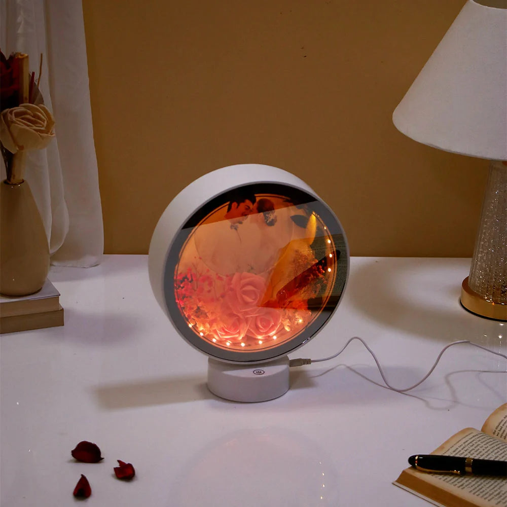 Floral Beauty LED Magic Mirror Photo Frame