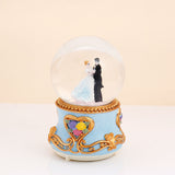 Blue Romantic Couple Musical Snow Globe