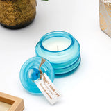 Pack Of 2 Scented Candle in Blue Ribbed Glass Jar