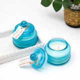Pack Of 2 Scented Candle in Blue Ribbed Glass Jar