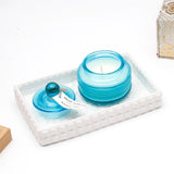 Pack Of 2 Scented Candle in Blue Ribbed Glass Jar