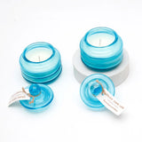 Pack Of 2 Scented Candle in Blue Ribbed Glass Jar