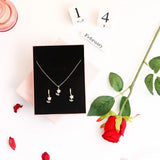 Floral Elegance Pendant Earing Set with Rose