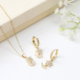 Floral Elegance Pendant Earing Set with Rose