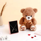 Floral Elegance Pendant Earing Set with Brown Teddy