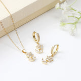 Floral Elegance Pendant Earing Set with Brown Teddy