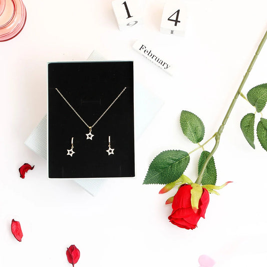 Stellar Dreams Pendant Earing Set with Rose