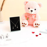 Stellar Dreams Pendant Earing Set with Pink Teddy