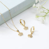 Imperial Crown Pendant Earing Set with Rose