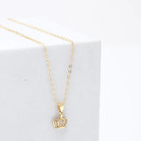 Imperial Crown Pendant Earing Set with White Teddy