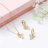 Bee Bliss Pendant Earing Set with Rose
