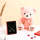 Bee Bliss Pendant Earing Set with Pink Teddy