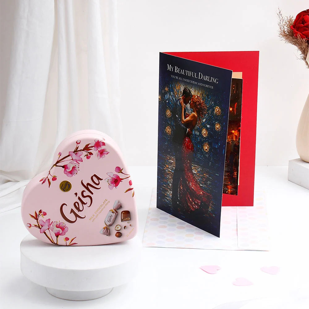 Geisha Chocolate With My Beautiful Darling Greeting Card and Envelope