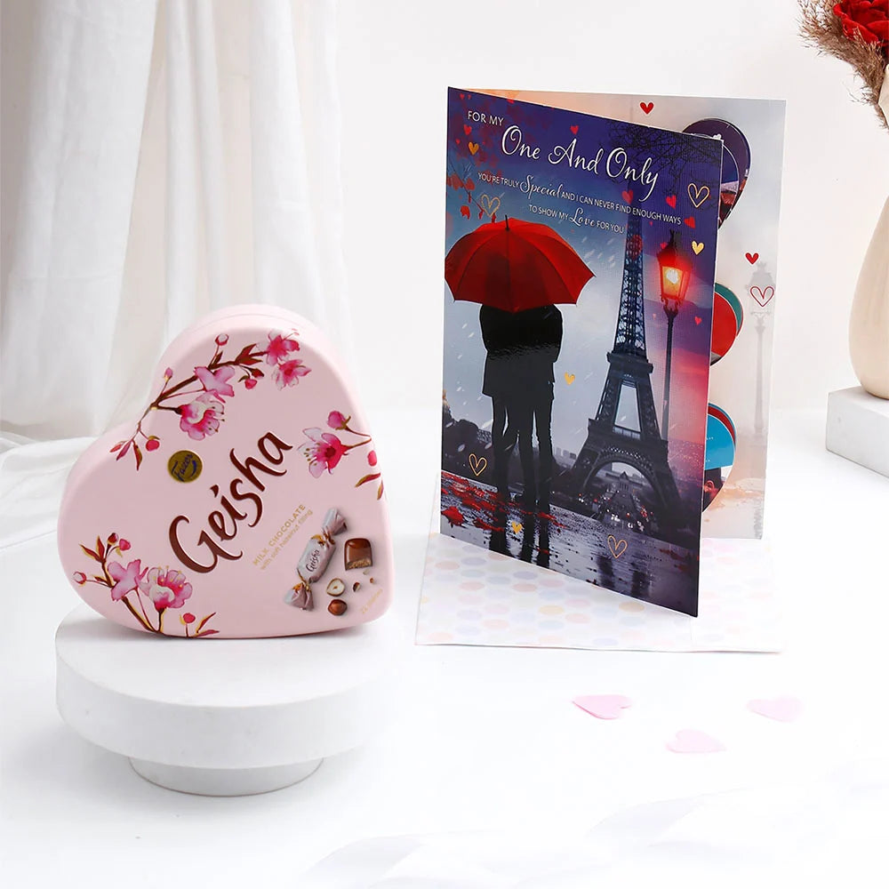 Geisha Chocolate With For My One and Only Love Greeting Card and Envelope