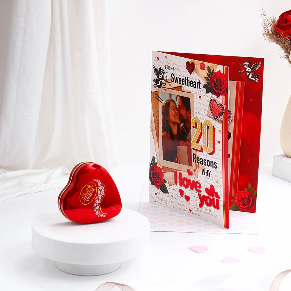 Lindt Chocolate With For My Sweet Heart 20 Reasons Why Greeting Card and Envelope