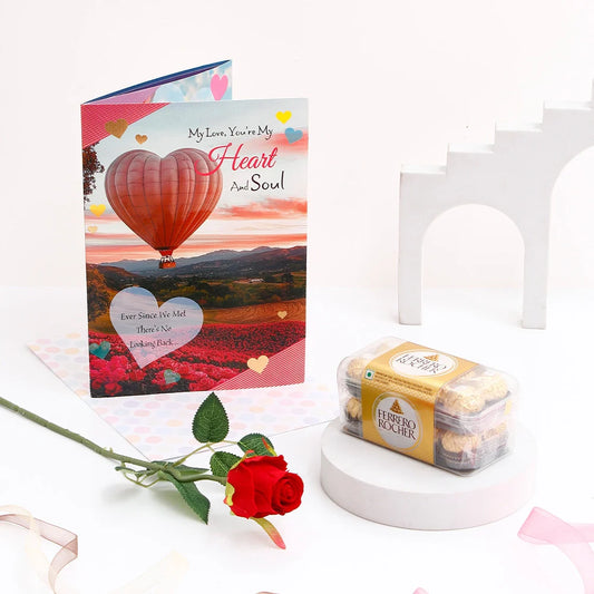 You Are My Heart and Soul Greeting Card With Rose and Ferrero Rocher