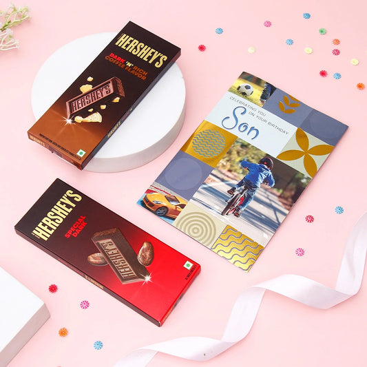 Celebrating Birthday Greeting Card For Son With Chocolates