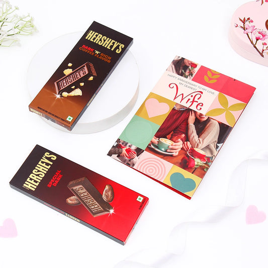 Dearest Anniversary Greeting Card For Wife With Chocolates